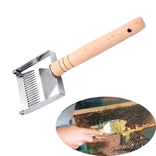 fang FANS Stainless Steel Beekeeping Cut Honey Scraper Shovel Beekeeper Handle Uncapping Fork Honeycomb fork Beekeeping Tool Equipment (silver)