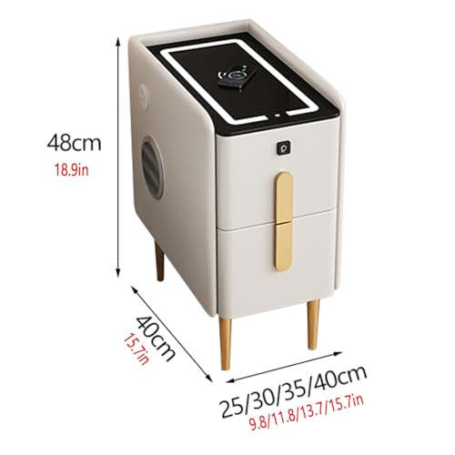 Table de chevet étroite avec serrure empreinte et enceinte connectée intégrée - 3