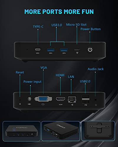 Atopnuc Ubuntu Linux Mini Pc, Intel Celeron N4020 4Gb Ddr4 128Gb Ssd Fanless Mini Computer, Desktop Computer Support M.2 N4020 4Gb+128Gb / Ubuntu #TOP5