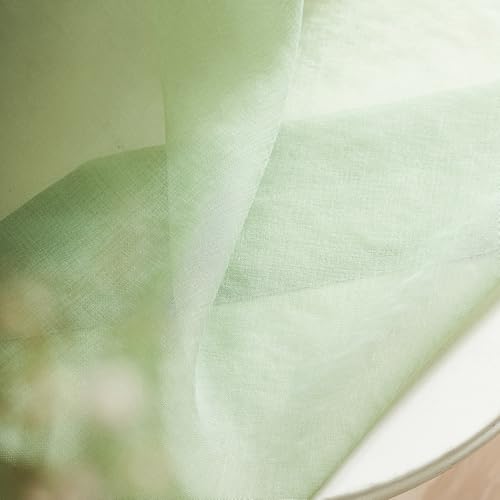 Image of MYSTIC-HOME Sheer Curtains Green 95 Inches Long, Window Treatments Rod Pocket Drapes for Living Room, Bedroom, Semi Crinkle Voile Curtain Panels for Yard, Patio, Villa, Parlor, Set of 2, 52 inchx95 inch