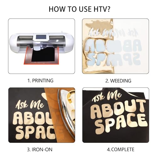 Image of FUNKAKA Heat Transfer Vinyl PU Soft Gold HTV Rolls, 12 inch x 9ft