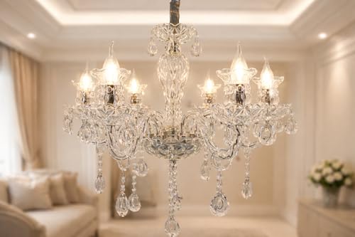 Image of K9 Crystal Glass Italian Chandelier 600mm, Luxurious 6-Light