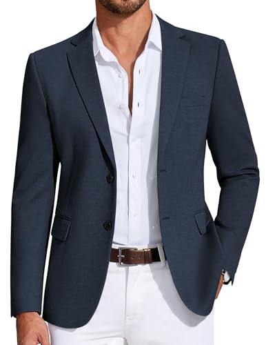 COOFANDY Men’s Sport Jacket Regular Fit Travel Blazer Wrinkle Free Stretch Suit Coat Navy Blue, XL