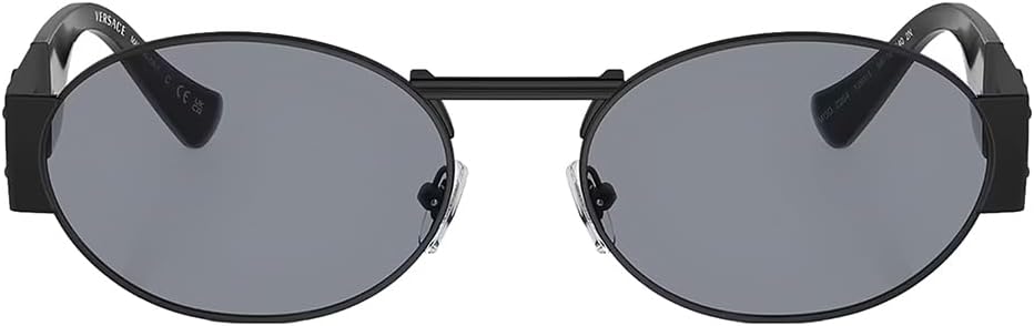Versace Unisex Sunglasses Matte Gunmetal Frame, Grey Mirror Silver Lenses, 56MM