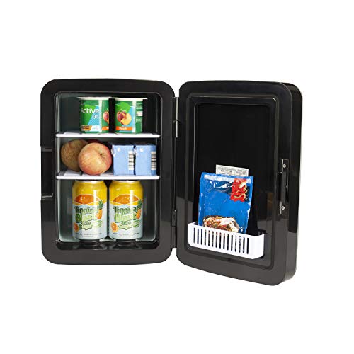 SENSIOHOME 2-in-1 mini-koelkast, 10 liter, met koel- en verwarmingsfunctie, 12 volt en 230 volt, auto's, slaapkamers, kantoren, tenten, cosmetica, AC DC (zwart) - Image 4
