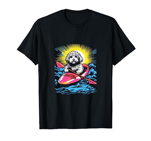 Kayak Havanese Dog Kayaker Canoa Paddling Pop Art Camiseta