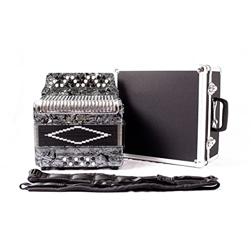 31-Key Diatonic Accordion, 12 Bass, G/C/F, Accordion Instruments For Adults With Suitcase, Cleaning Cloth, Straps And Gloves (Sliver) #TOP6