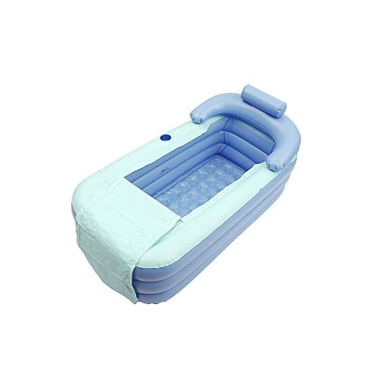 Futchoy Uppblåsbart badkar uppblåsbart hem SPA-badkar – 160 x 84 x 64 cm – med kudde och dräneringsrör (utan pump) – vikbart mobilbadkar för vuxna (blå)