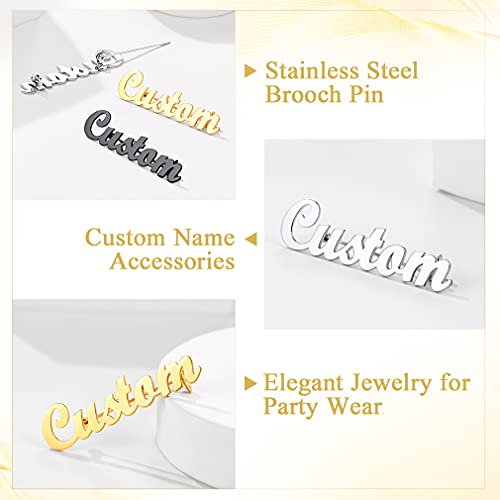 Custom4U Name Brooch Pin Personalized Stainless Steel Customized Name Tag Jewelry For Women #TOP3
