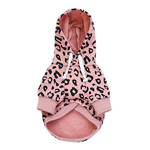 Norbi Pet Dog Leopard Print Hooded Sweatshirt Classical Hooded Fleece Coat Pet Warm Jacket #TOP1