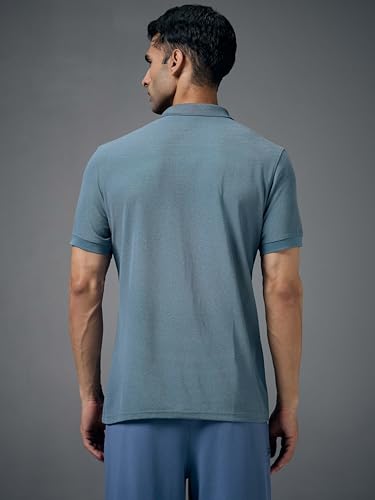 Image of TECHNOSPORT Men's Polyester Slim Fit Self-Design Short Sleeve Polo Matpiq T-Shirt with Anti Microbial, Techno Dry for Regular and Casual Use