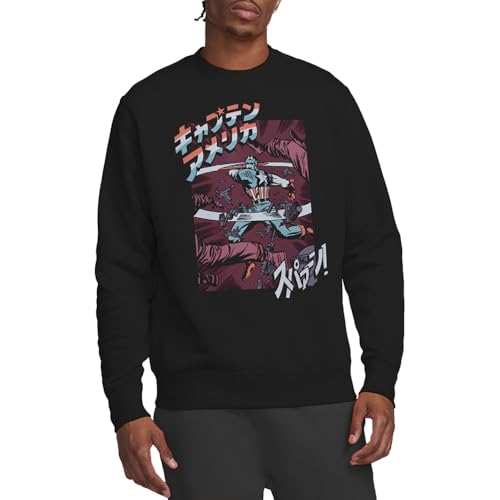 Image of Marvel Captain America Retro Japanese Strike Unisex Sweatshirt, Black, Small