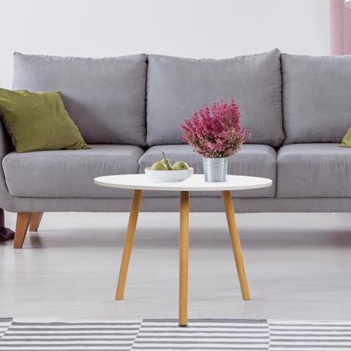 Table basse ronde blanche gain de place pour petits et grands salons - 2