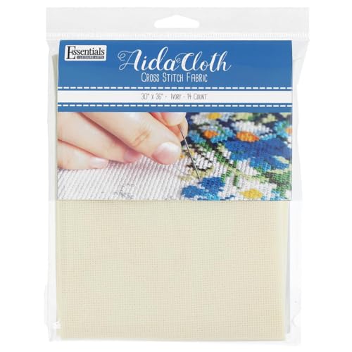 Image of Essentials By Leisure Arts Aida Cloth, 14 Count, Ivory, Cross Stitch Fabric, Embroidery Fabric, Cross Stitch Supplies for Crafting, Stitching, and Sewing Projects 30x36