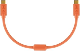 DJ TechTools Chroma Cable – USB-C to USB-C Cable | 100W Power Delivery, 10Gbps, 4K60, Ferrites & 56k? Resistor | Audio-Optimized, Color-Coded with Cable Tie | Neon Orange 0.8ft (025M) Straight
