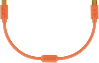 DJ TechTools Chroma Cable – USB-C to USB-C Cable | 100W Power Delivery, 10Gbps, 4K60, Ferrites & 56k? Resistor | Audio-Optimized, Color-Coded with Cable Tie | Neon Orange 0.8ft (025M) Straight