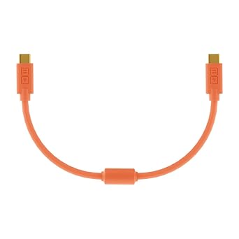 DJ TechTools Chroma Cable USB-C to USB-C Cable | 100W Power Delivery, 10Gbps, 4K60, Ferrites & 56k? Resistor | Audio-Optimized, Color-Coded with Cable Tie | Neon Orange 0.8ft 025M Straight