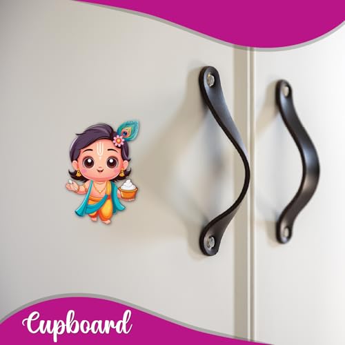Image of Bhai Please Krishna Kanha Wooden Fridge Magnet (Pack of 1) Size : 3 inches Hindu God, Spiritual, Divine, Devotional, Devi Gift and Decorations