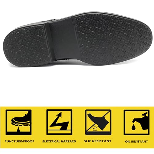 Men's Oxford Shoes Lace Up Slip Resistant Work Shoes Genuine Leather3