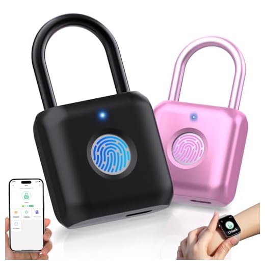 Pothunder Fingerprint Padlock, Smart Padlock, Locker Lock, Combination Lock, Fingerprint Lock with APP Unlock, USB Rechargeable, Suitable for Gym Locker, Door, Locker(Black)