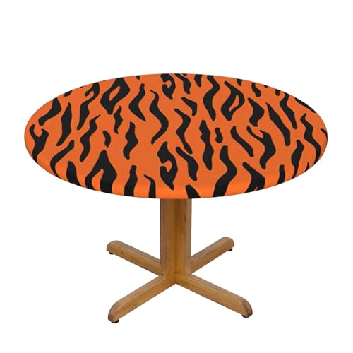 Nappe ronde imprimé tigre orange 101-127 cm lavable