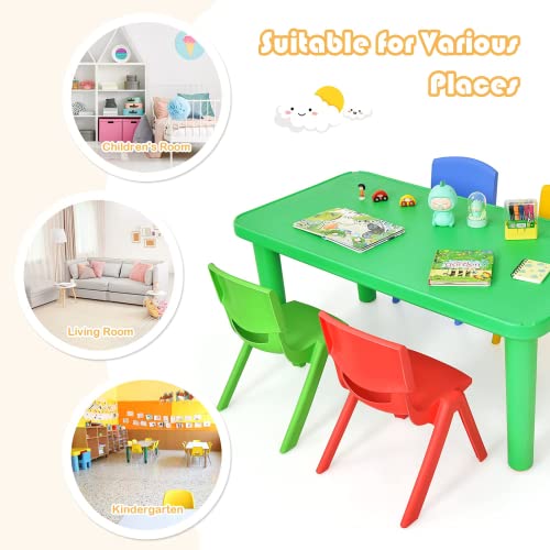Kotek Rectangular Kids Activity Table, Lightweight Plastic Table For Art, Craft, Homework, Snack Time, Square Children Table For Playroom, Daycare, Preschool, Green (Table) #TOP4