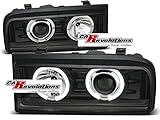 corrado scheinwerfer Nicht für Xenon geeignet CR-Lights LED Angel Eyes Scheinwerfer Set in schwarz für VW Corrado 88-1995