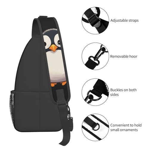 Mochila tipo sling con diseño de pingüino negro miniatura 4