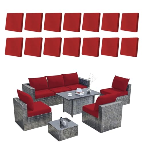 Hiseng Lot de 8/12/14 Housses de Coussin d'extérieur Extensible pour Salon de Jardin, Couleurs Unies Housses de Coussin de Rechange Canapé Extérieur Meubles...