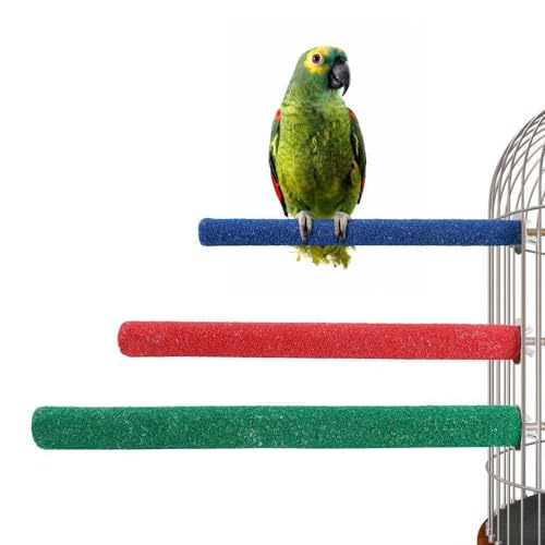 Image of 10 Pcs Parrot Perch Stand Bird Perch Stand Toy Colorful Paw Grinding Stick Cage Wooden Parakeet Perch Accessories for Cockatiels