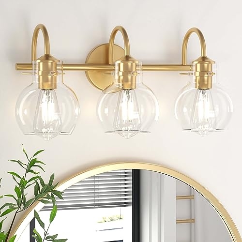 PAIHOME Gold Bathroom Vanity Light, Gold Vanity Light 3 Light Gold Bathroom Light Fixtures Brushed Gold Vanity Lighting for Bathroom 22Inch Bathroom Light Over Mirror, Gold Wall Sconce for Farmhouse PAIHOME Gold Bathroom Vanity Light, Gold Vanity Light 3 Light Gold Bathroom Light Fixtures Brushed Gold Vanity Lighting for Bathroom 22Inch Bathroom Light Over Mirror, Gold Wall Sconce for Farmhouse