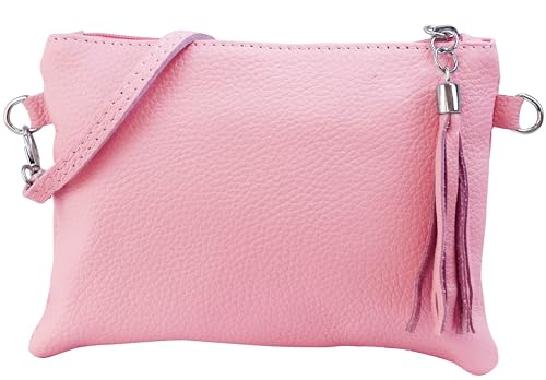 SH Leder - Anny G248 - Sac à bandoulière - En cuir véritable - 22 x 15 cm, Rose clair, Small