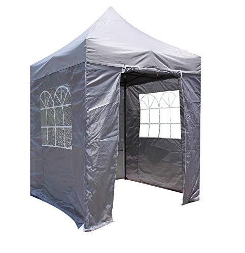 All Seasons Gazebos 2x2m Heavy Duty Fully Waterproof Pop up Gazebo with 4 Side Walls - Metallic Grey