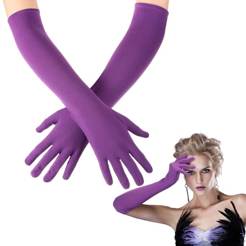 Boyiee Long Opera Elbow Length Gloves 16 Inch Banquet Party Wedding Stretchy Costumes Gloves for Men Women