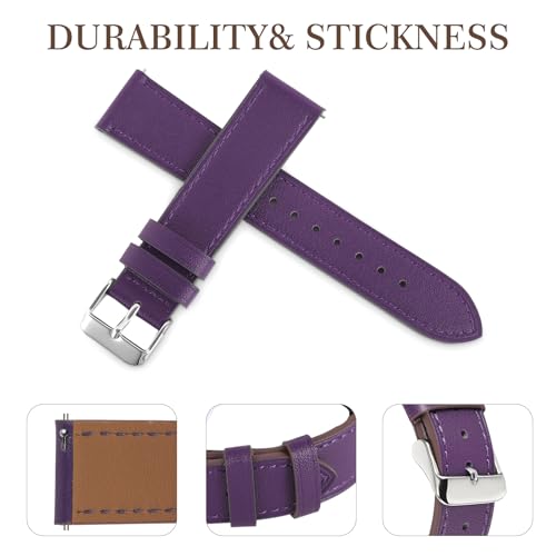 22mm Premium Italy Leather Watch Bands Compatible with Samsung Watch 3 45mm, Galaxy 46mm, Gear S3 Frontier, Quick Release Wear-resistant Leather Watch Straps Replacement Band for Women Men