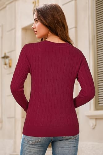 Image of Arach&Cloz Women's Wool Blend Classic Crew Neck Casual Fall Sweaters