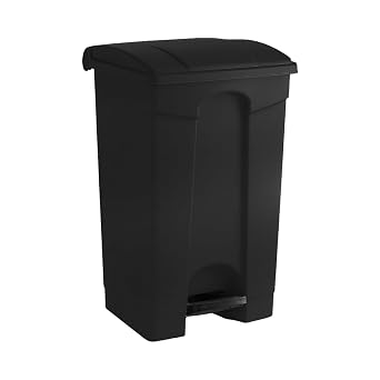 23 Gallon Commercial Step-On Trash Can with Lid, Heavy-Duty Black Plastic Garbage Bin, Large Rectangular Waste Container for Office, Restaurant, Warehouse or Kitchen