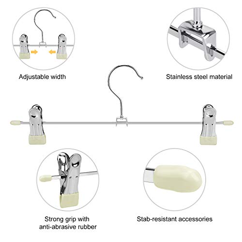 image for IEOKE Pant Hangers, Skirt Hangers with Clips Metal Trouser Clip Hanger