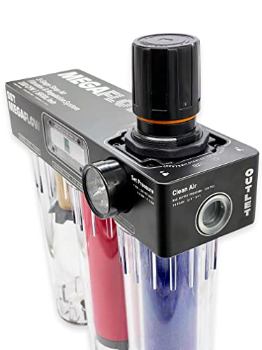 Sst Megaflow 3 Stage Air Filtration And Regulation System (3/4” & 1/2” Npt) Particulate Filter + Coalescing Filter + Desiccant Dryer + Air Regulator #TOP3