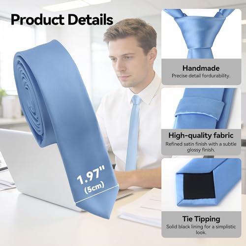 Image of Skinny Tie Men Women 2 inch (5CM) Slim Necktie Solid Thin Ties Formal