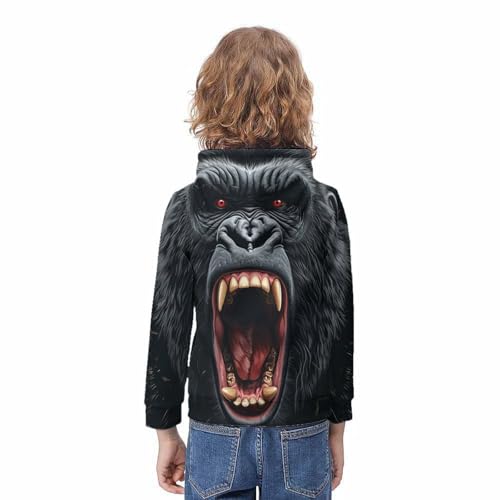 Pull gorille 3D garçon 13-15 ans avec sweat à capuche manches longues