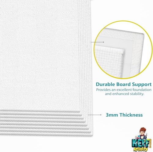 Image of KEFF Canvas for Painting - 5-Pack 8x10 Canvas Value Pack - 100% Cotton Triple Primed Small Canvases for Painting. Mini Canvases Bulk Set for Acrylic, Oil, Watercolor&Tempera - Art Supplies for Adults