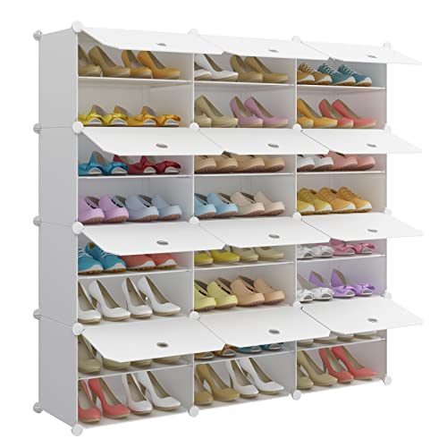 Maginels 48-Pair Shoe Rack Organizer Shoe Organizer Expandable Shoe Storage Cabinet Free Standing Stackable Space Saving Shoe Rack For Entryway, Hallway And Closet, White #TOP16