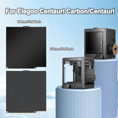 Image of 260X271mm Double-Sided PEI Build Plate for Elegoo Centauri Carbon /Centauri Carbon 2, Black Smooth & Textured Flexible Spring Steel Plate, PLA PLA+ TPU Low Temp Printing Bed