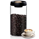 Adiwo Barattolo per caffè, 1800ml in Vetro con Valvola di Degasazione per Conservare il Caffè Fresco in Chicchi, Tè e Noci