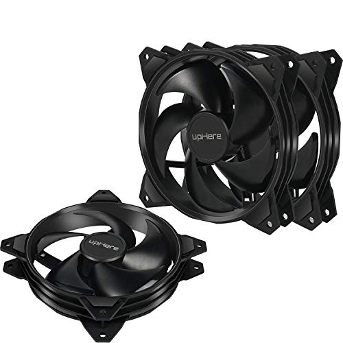 upHere gaming ventilador pc 120mm, ventiladores pc,ventilador pc silencioso,3 Pack,Negro(PF120BK3-3)