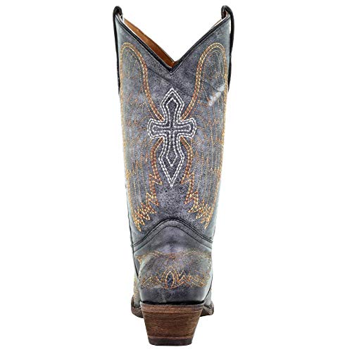 Corral Western Boots Girls Leather Cowboy Heel Snip Toe Black A10293