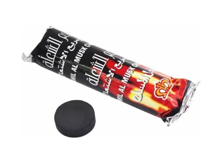 Magic Coal Charcoal Tablets for Burning Dhoop Incense, Bukhoor and Lobaan - Round Disc Shape, Black, 1 Box (10 Rolls - 100 Disc) 1