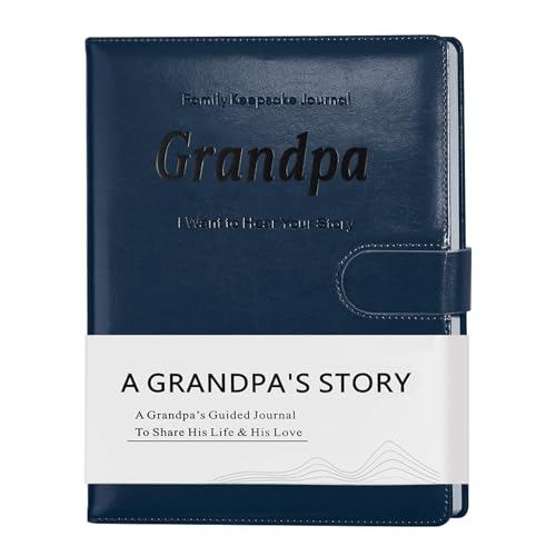 Journal d'histoire de vie de grand-père : livre souvenir en cuir avec 250 questions