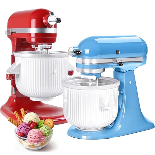 Comparison: Best Kitchenaid Attachment For Frosting 11 Ice Cream Maker Attachment for KitchenAid Stand Mixer, Compatible with KitchenAid 4.5/5QT/6QT accessories and attachments, 2 Quart for kitchenaid mixer attachments Frozen Yogurt/Gelato Maker